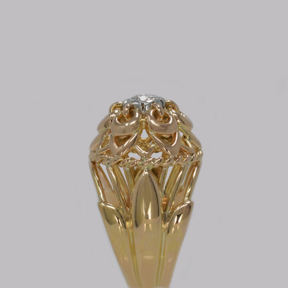 Vintage Cartier Diamond Ring 18ct Gold Dress Ring Cartier Paris Cocktail Ring View XI