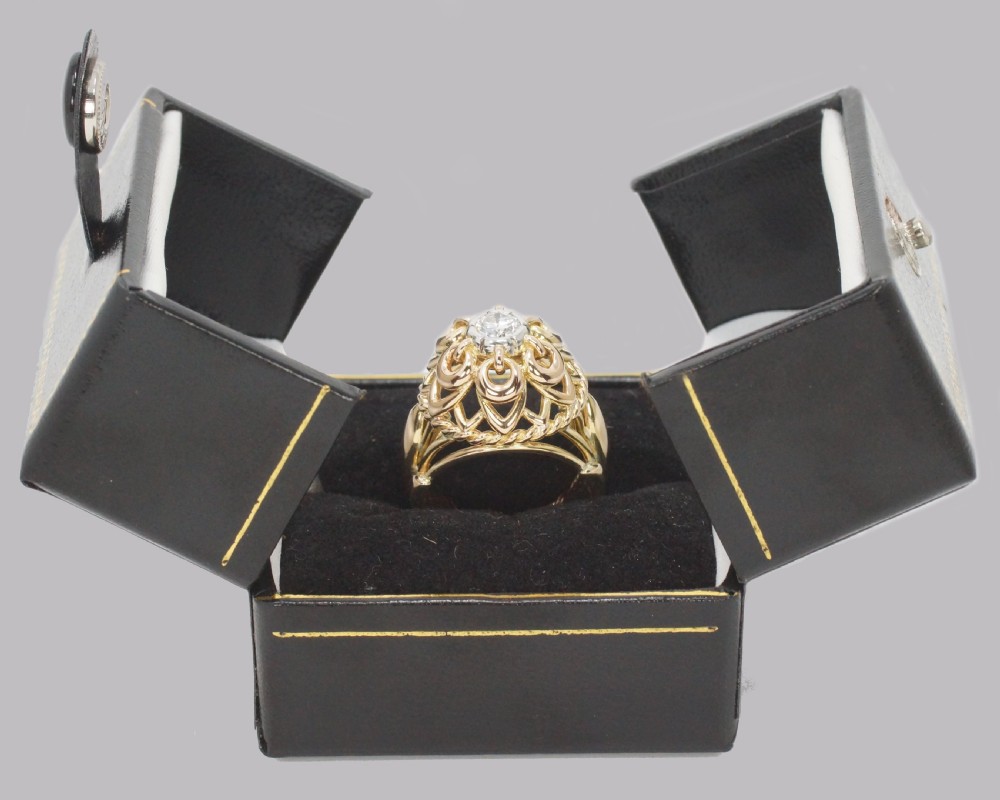 Vintage Cartier Diamond Ring 18ct Gold Dress Ring Cartier Paris Cocktail Ring View XIII
