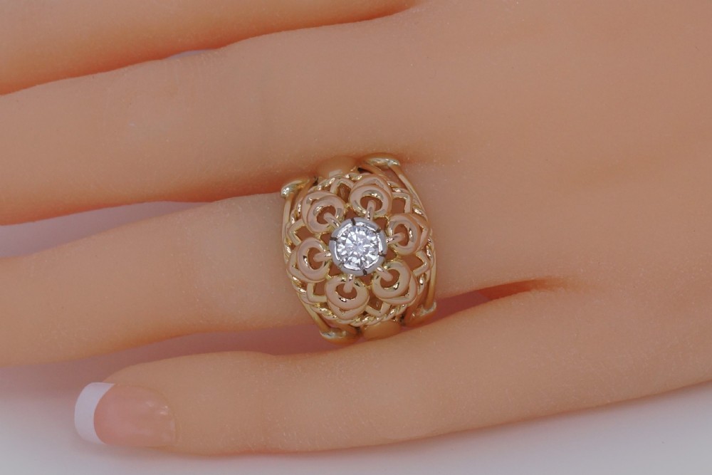 Vintage Cartier Diamond Ring 18ct Gold Dress Ring Cartier Paris Cocktail Ring View XVI