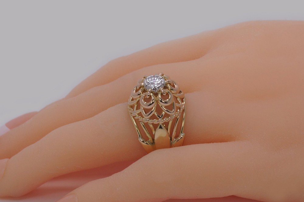 Vintage Cartier Diamond Ring 18ct Gold Dress Ring Cartier Paris Cocktail Ring View XVII