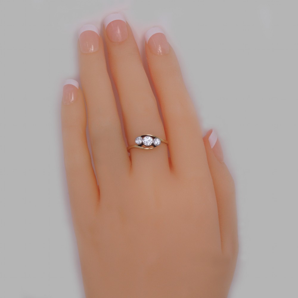 Art Deco Trilogy Ring Antique 0.90ct Old Cut Diamond 18ct Gold 1920's Twist Ring View XII