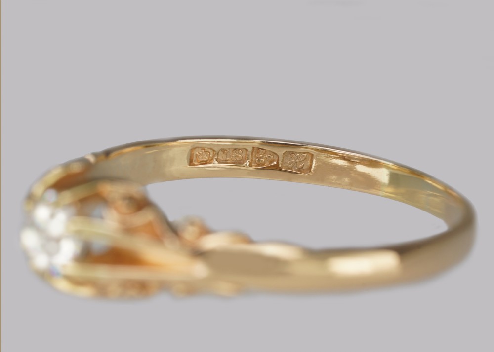 Antique 0.5ct Old Cut Diamond 18ct Gold Edwardian Solitaire Ring 1908 Size V 1/2 View IV