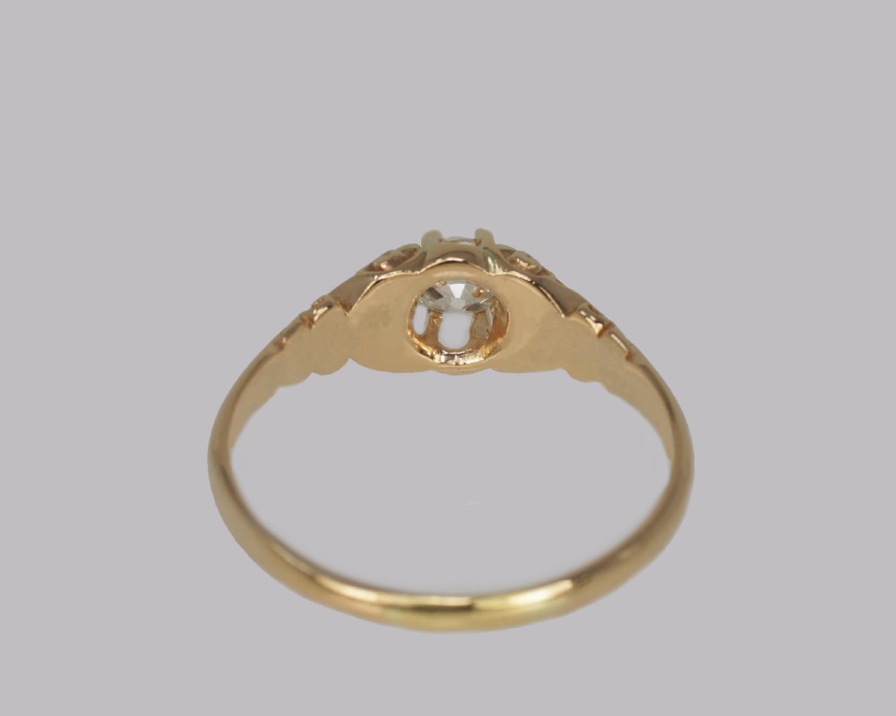 Antique 0.5ct Old Cut Diamond 18ct Gold Edwardian Solitaire Ring 1908 Size V 1/2 View VI
