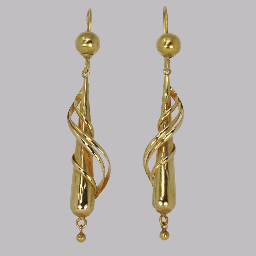 Victorian 18ct Gold Drop Earrings Antique 2 1/2