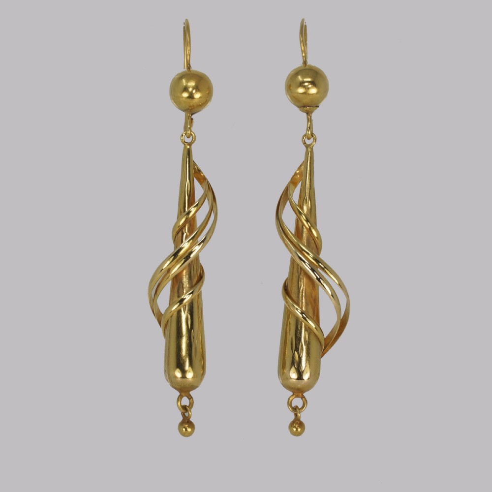 Victorian 18ct Gold Drop Earrings Antique 2 1/2