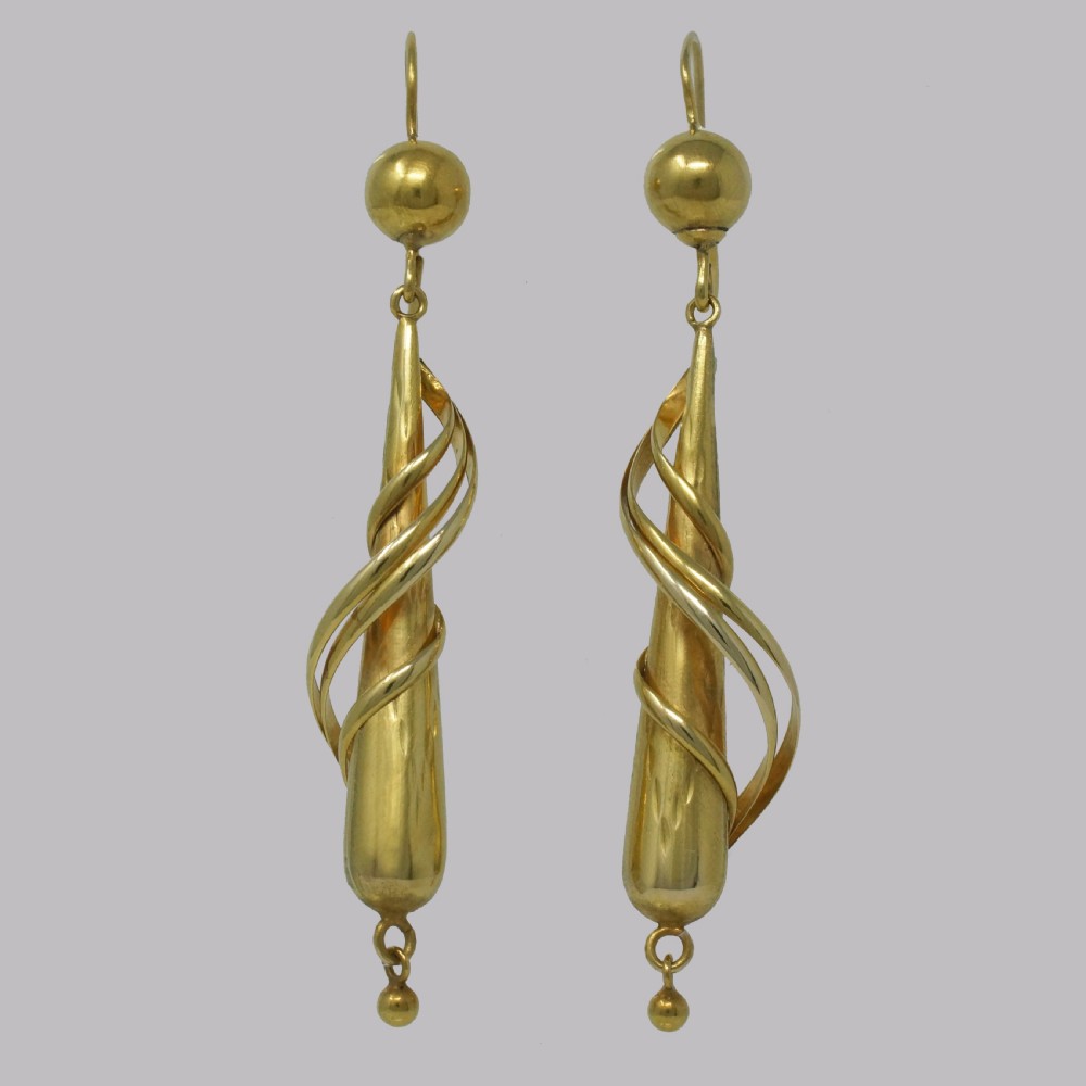 Victorian 18ct Gold Drop Earrings Antique 2 1/2
