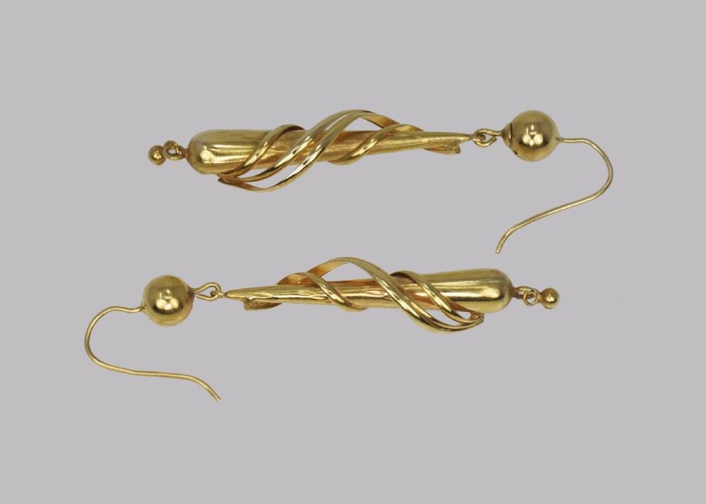 Victorian 18ct Gold Drop Earrings Antique 2 1/2