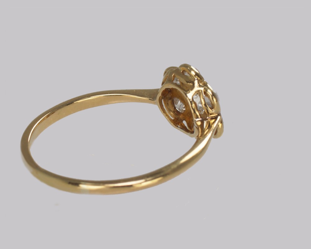 Edwardian Diamond Cluster Ring 1920s 18ct Gold 0.65ct Old Cut Diamond Antique Daisy Ring View VI
