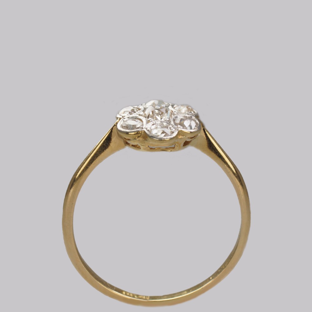Edwardian Diamond Cluster Ring 1920s 18ct Gold 0.65ct Old Cut Diamond Antique Daisy Ring View VIII