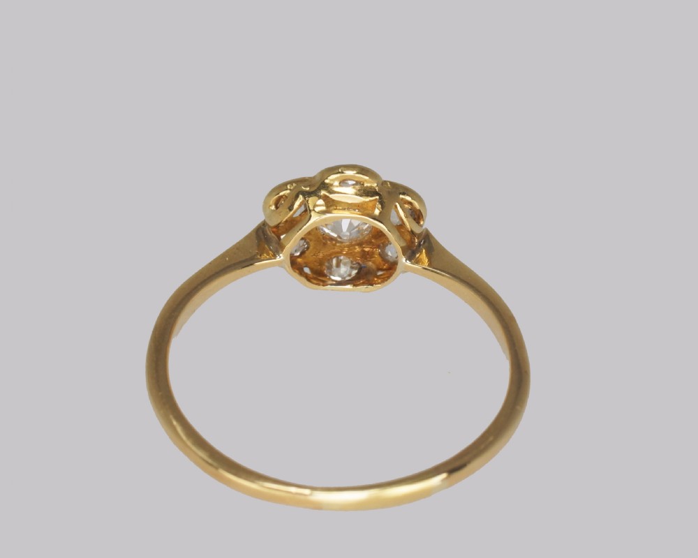 Edwardian Diamond Cluster Ring 1920s 18ct Gold 0.65ct Old Cut Diamond Antique Daisy Ring View XI