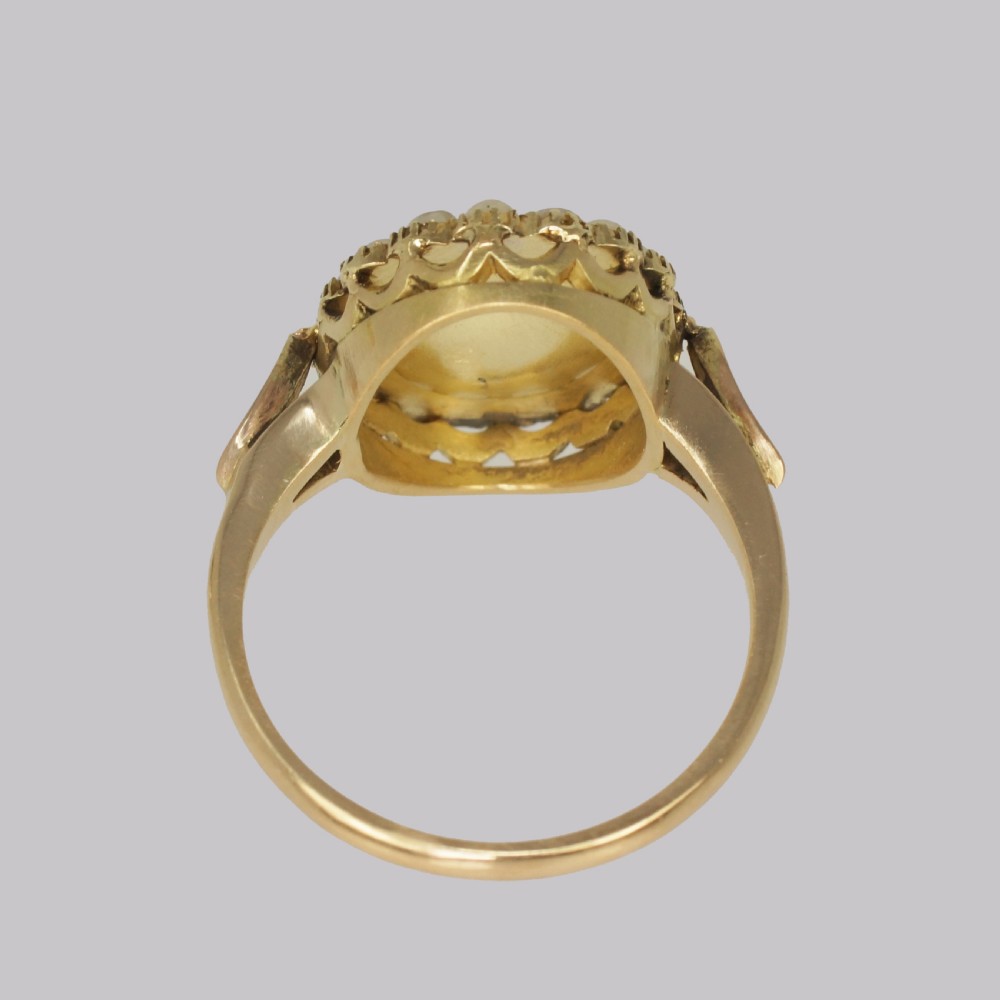 Antique Garnet & Natural Pearl Ring Mid Victorian 18ct Gold Ring circa 1860 View IX