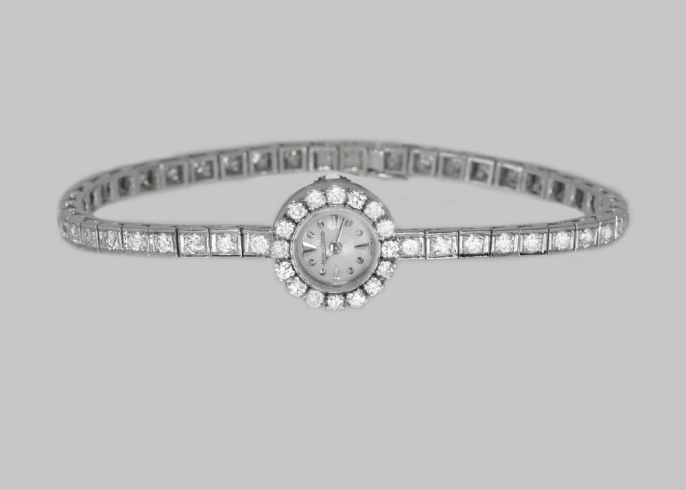 Jaeger-LeCoultre Diamond Bracelet Watch Ladies Vintage 18ct Gold 1950's Watch View IV
