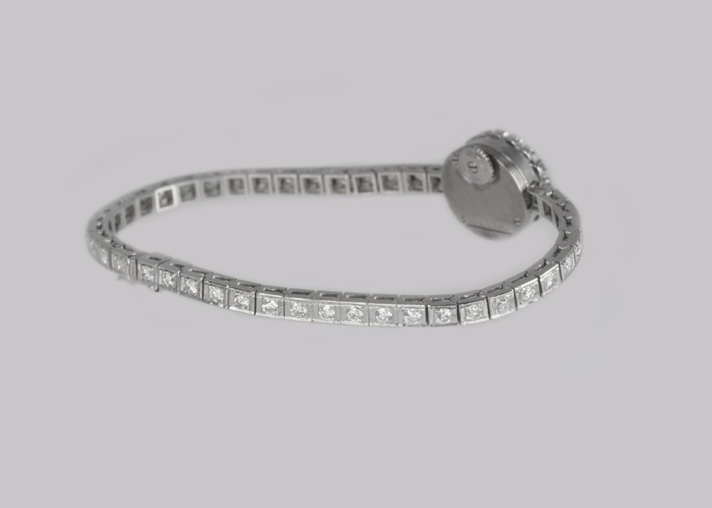 Jaeger-LeCoultre Diamond Bracelet Watch Ladies Vintage 18ct Gold 1950's Watch View V