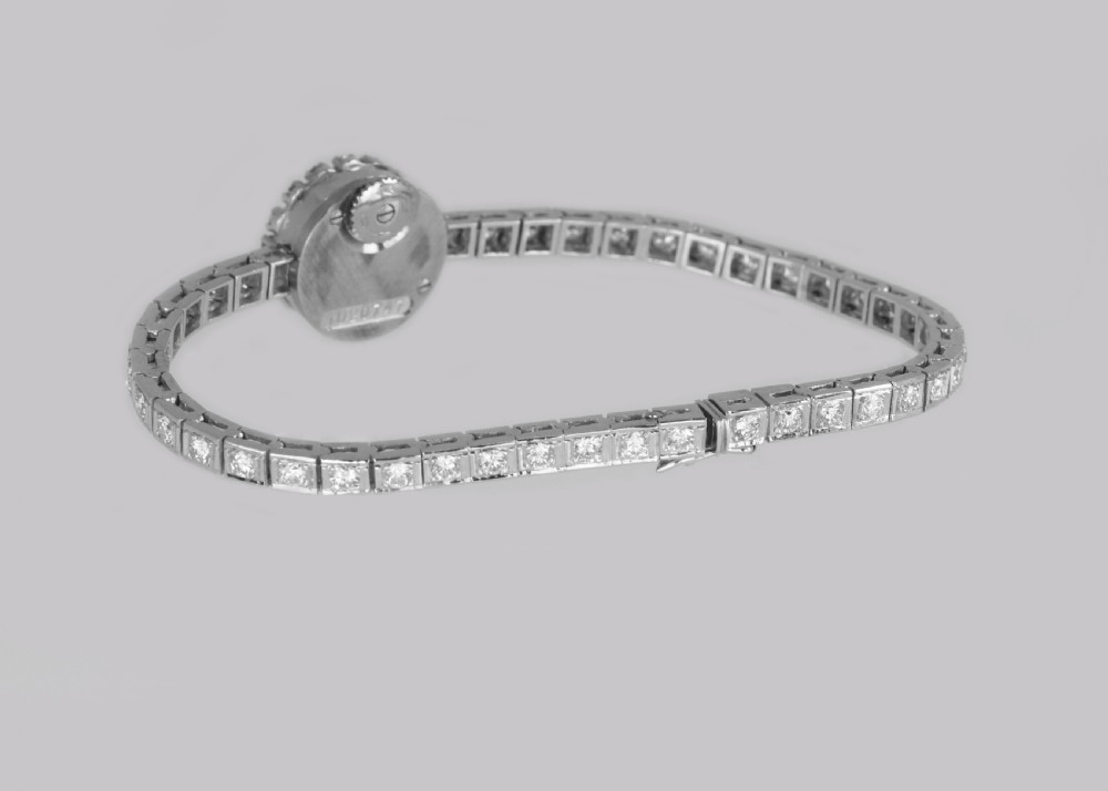 Jaeger-LeCoultre Diamond Bracelet Watch Ladies Vintage 18ct Gold 1950's Watch View VI