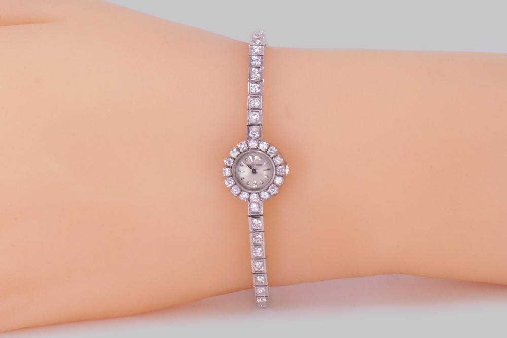 Jaeger-LeCoultre Diamond Bracelet Watch Ladies Vintage 18ct Gold 1950's Watch View XI