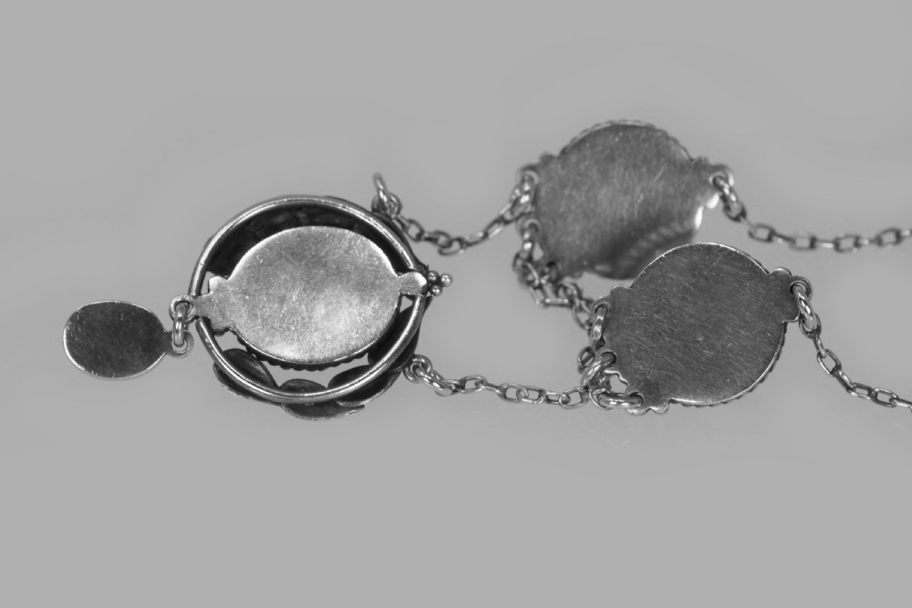 Arts & Craft Chalcedony Necklace Silver Edith Stewart Victorian Pendant circa 1900 View VII