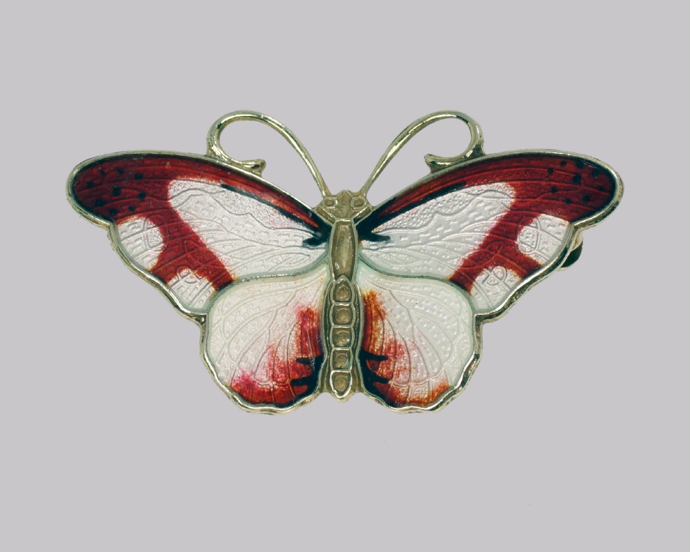 Norwegian Butterfly Brooch Hroar Prydz Silver & Enamel Jens Jensen Norway Brooch