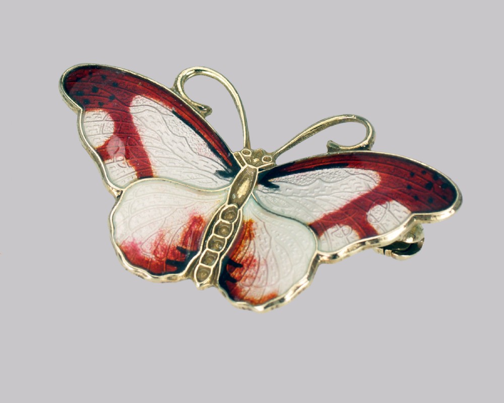 Norwegian Butterfly Brooch Hroar Prydz Silver & Enamel Jens Jensen Norway Brooch View II