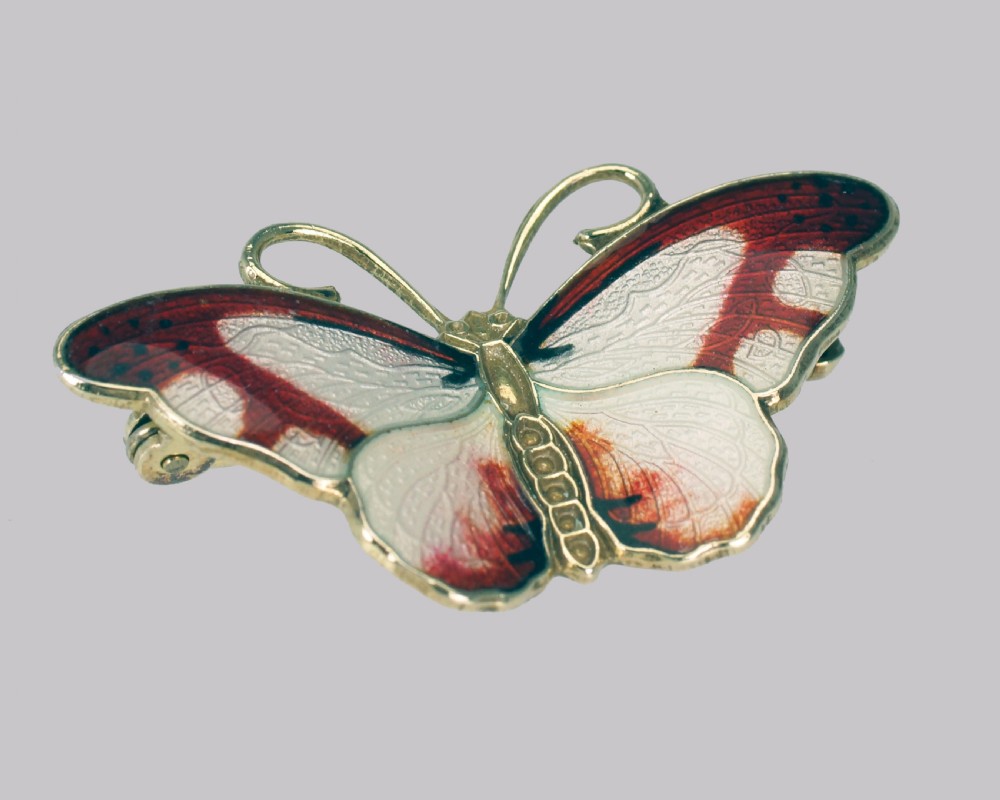 Norwegian Butterfly Brooch Hroar Prydz Silver & Enamel Jens Jensen Norway Brooch View IV