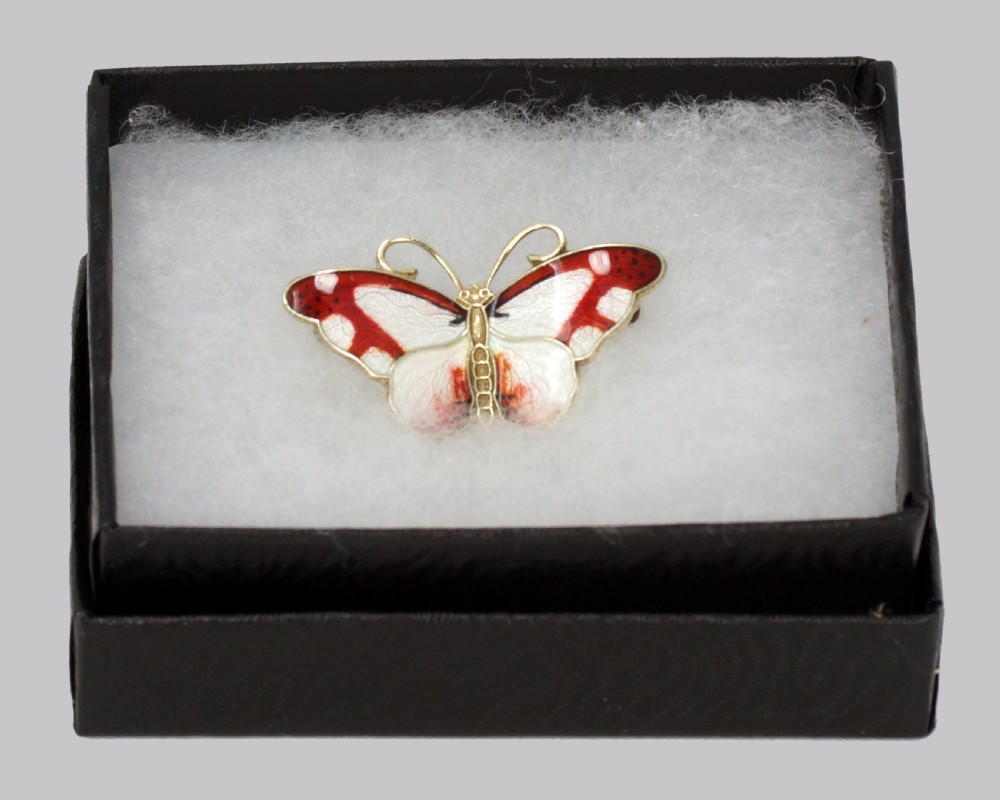 Norwegian Butterfly Brooch Hroar Prydz Silver & Enamel Jens Jensen Norway Brooch View V