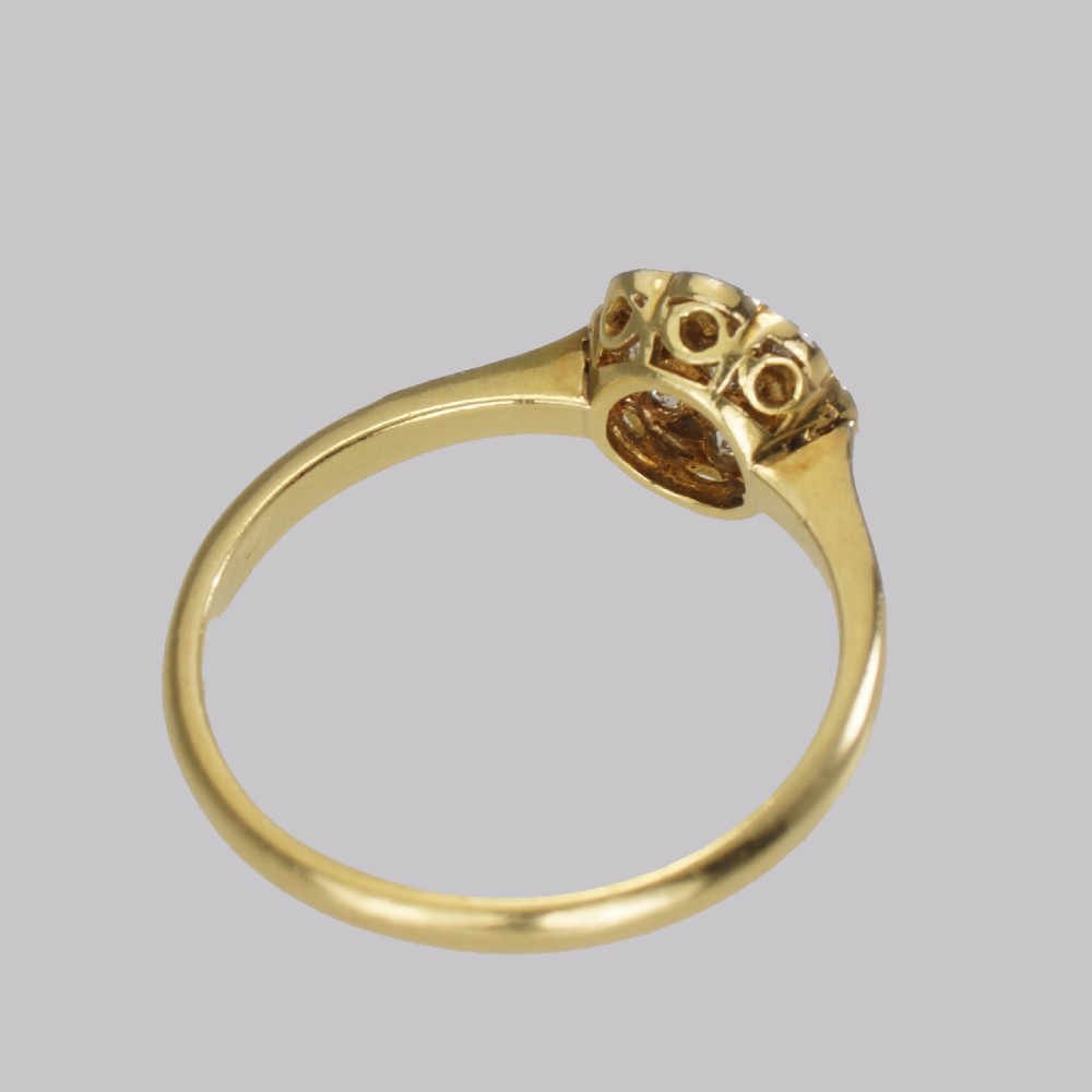 Antique 18ct Gold Diamond Cluster Ring Vintage Edwardian Platinum Daisy Ring View VII