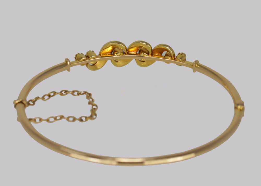 Victorian Turquoise & Pearl Bangle Antique 15ct Gold Bracelet with Original Box circa 1900 View XIII
