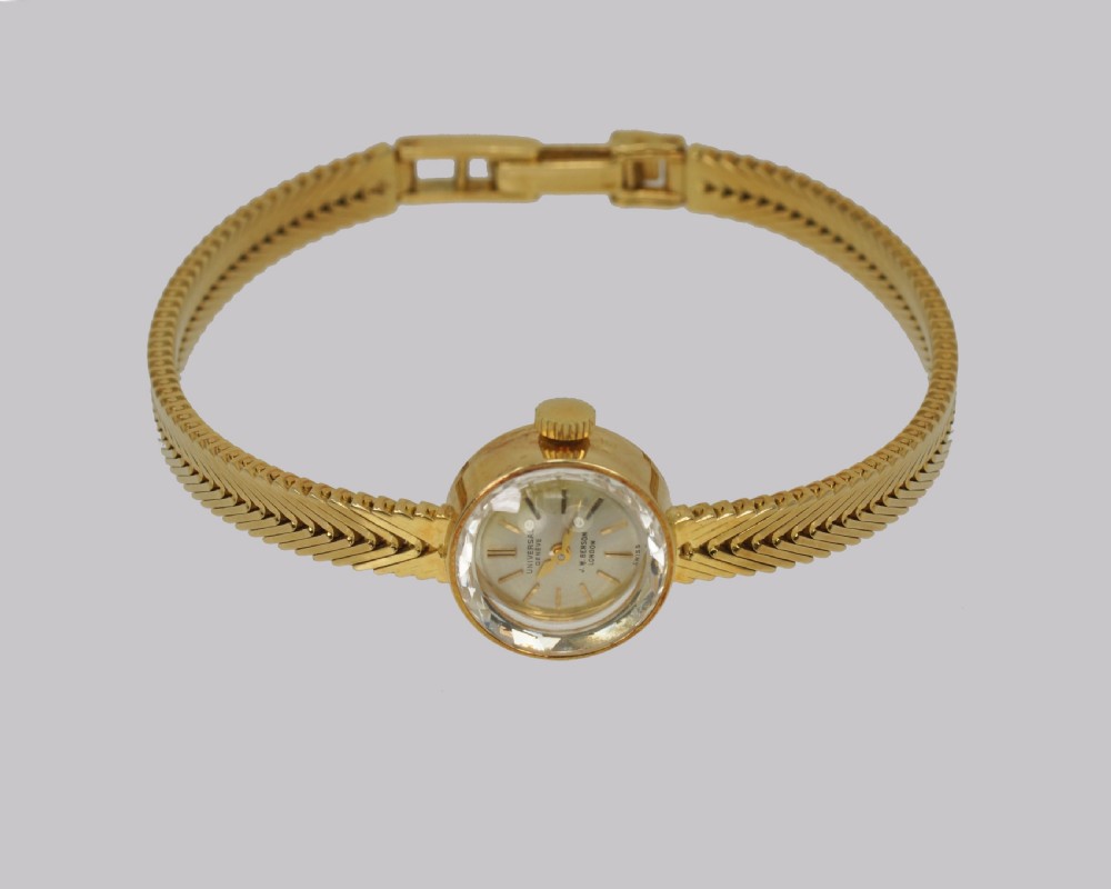 Vintage 18ct Gold Bracelet Watch Universal Geneve J W Benson Ladies 1960s Watch View V