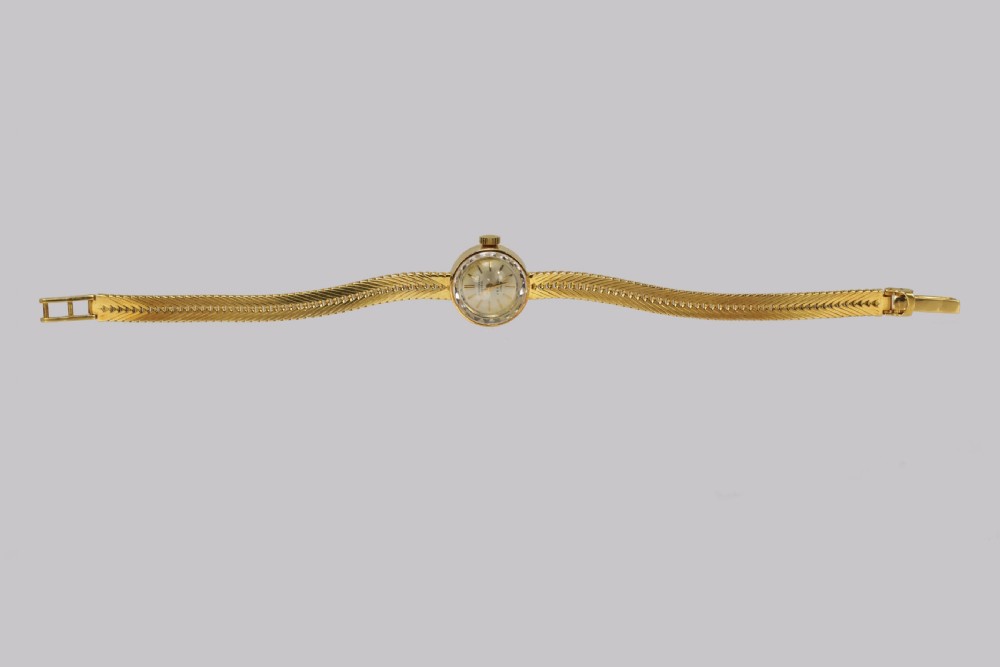 Vintage 18ct Gold Bracelet Watch Universal Geneve J W Benson Ladies 1960s Watch View VIII