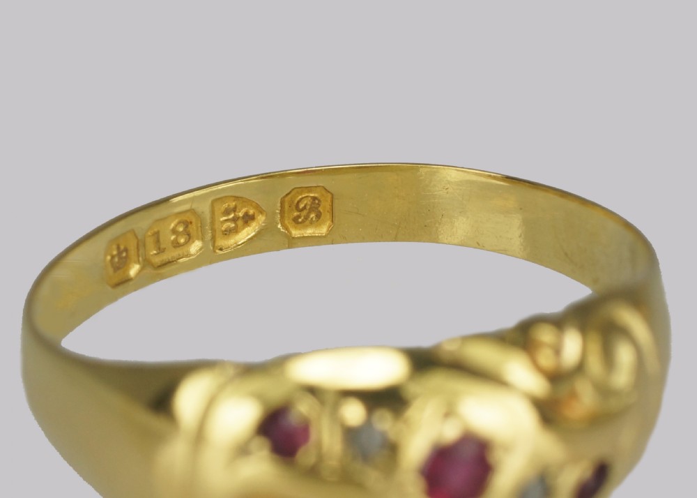 Antique Ruby & Diamond Ring 18ct Gold Edwardian Ring Hallmarked Chester 1902 View VI