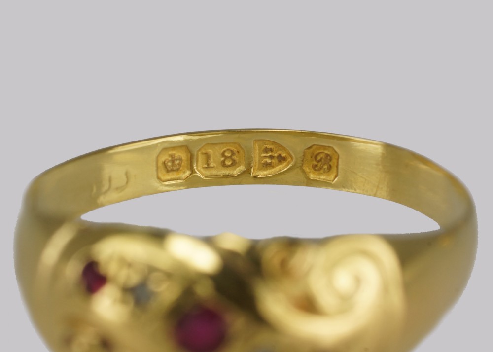 Antique Ruby & Diamond Ring 18ct Gold Edwardian Ring Hallmarked Chester 1902 View VII
