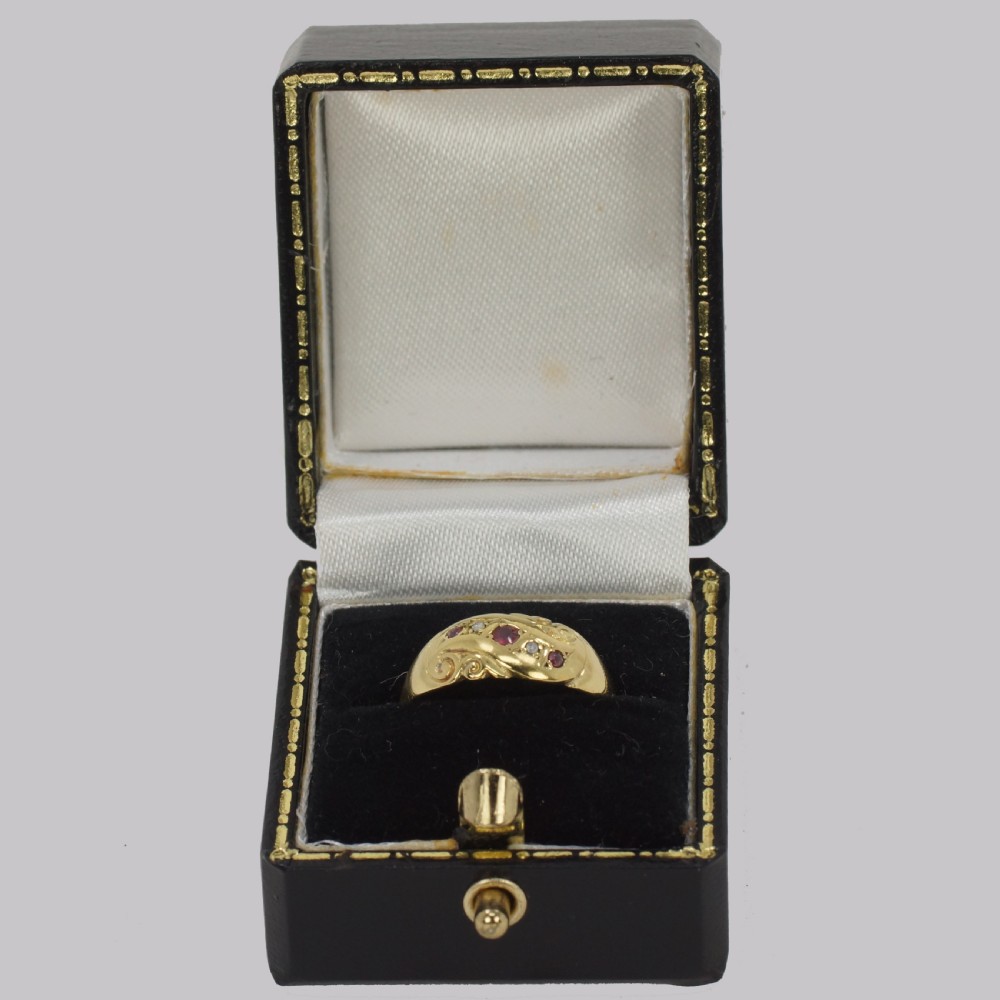 Antique Ruby & Diamond Ring 18ct Gold Edwardian Ring Hallmarked Chester 1902 View X