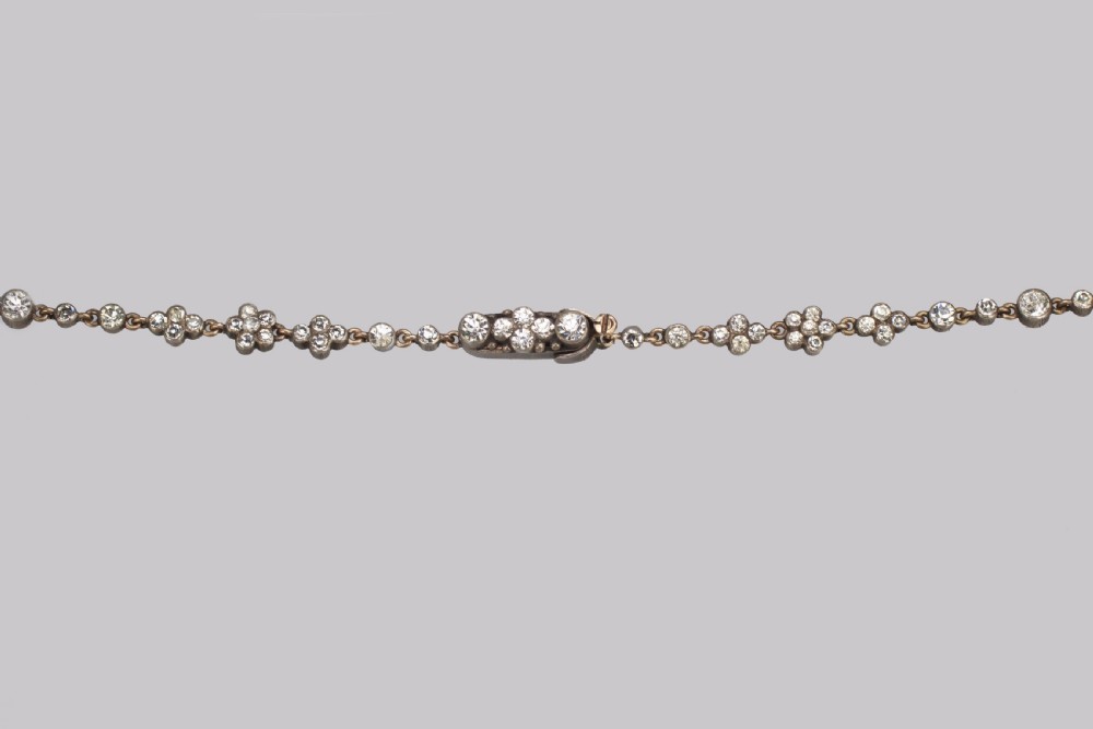 Antique Festoon Georgian Necklace Pink & Clear Paste Silver Swag Necklace circa 1800 View VII