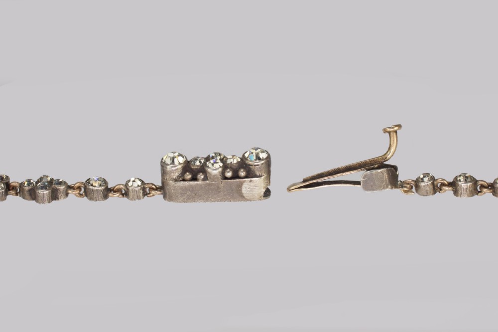 Antique Festoon Georgian Necklace Pink & Clear Paste Silver Swag Necklace circa 1800 View VIII
