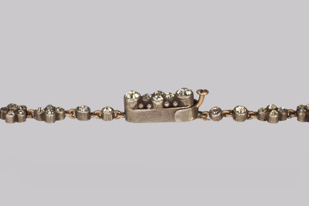 Antique Festoon Georgian Necklace Pink & Clear Paste Silver Swag Necklace circa 1800 View IX