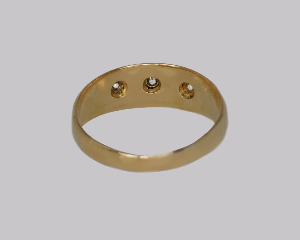 Antique Diamond Gypsy Ring 18ct Gold Trilogy Ring Hallmarked Chester 1907 View IV