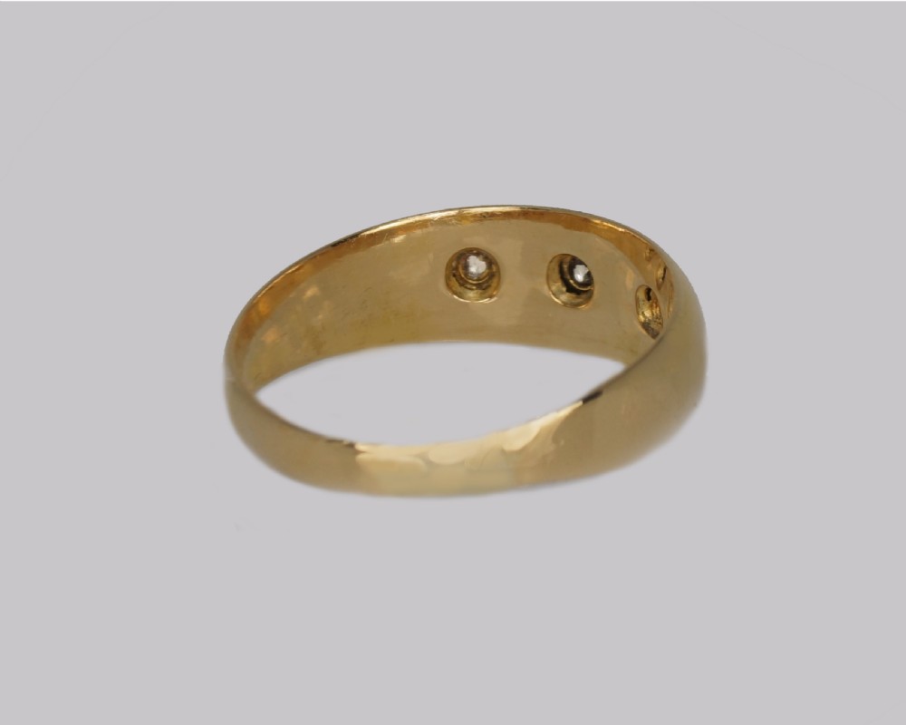 Antique Diamond Gypsy Ring 18ct Gold Trilogy Ring Hallmarked Chester 1907 View V