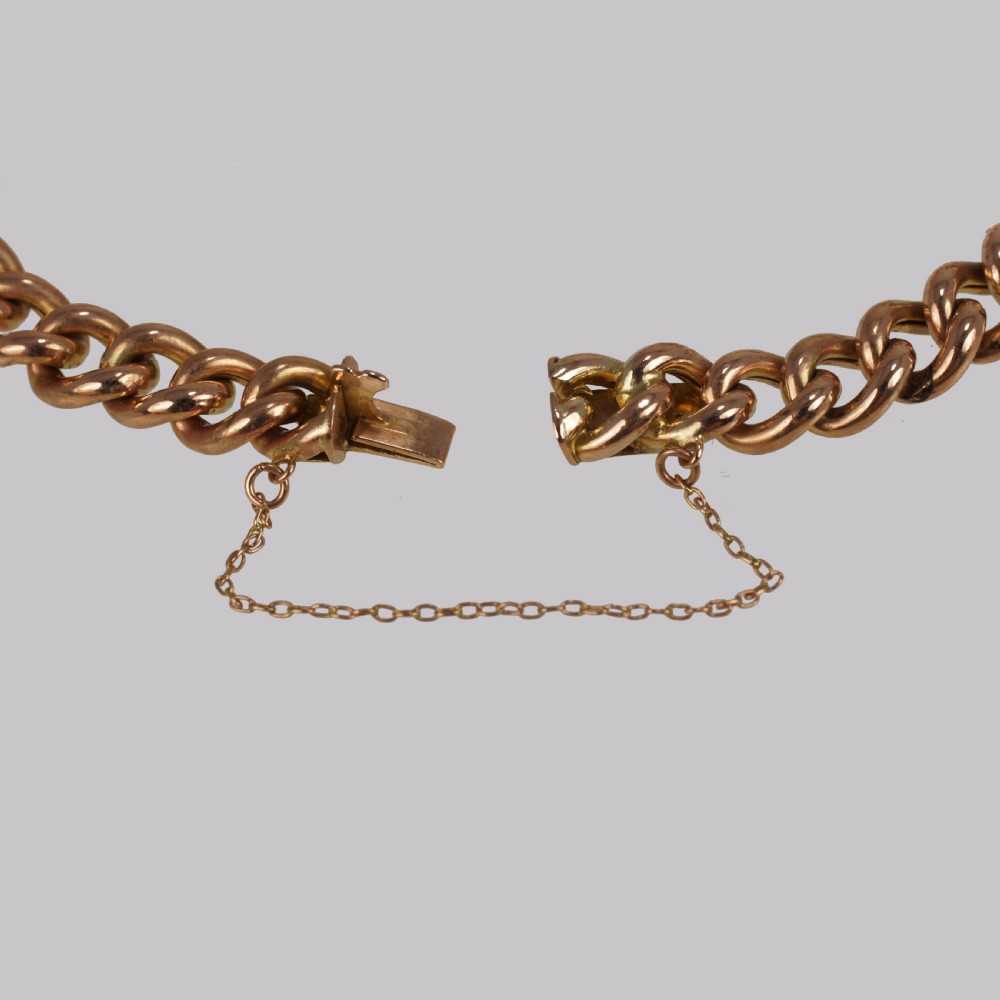 Victorian Garnet Knot & Curb Link 9ct Gold Bracelet with Antique Box Circa 1890 View VIII