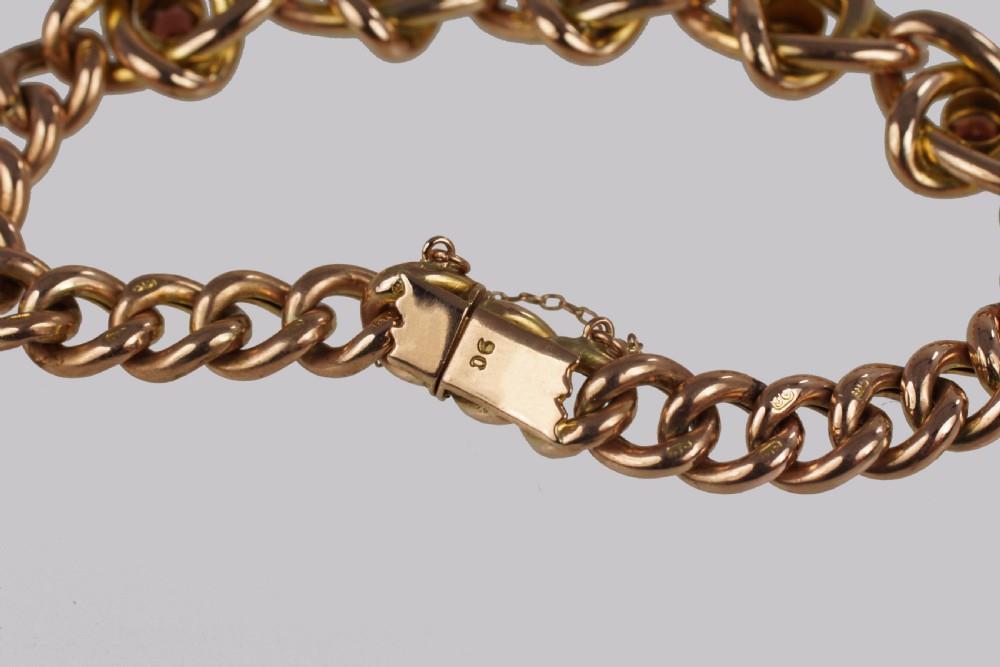 Victorian Garnet Knot & Curb Link 9ct Gold Bracelet with Antique Box Circa 1890 View IX