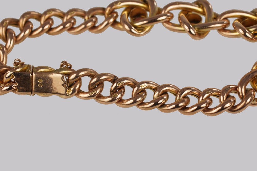 Victorian Garnet Knot & Curb Link 9ct Gold Bracelet with Antique Box Circa 1890 View XI