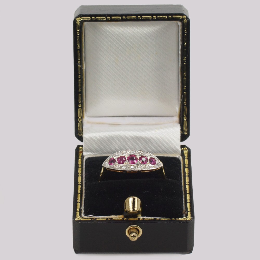 Antique Ruby & Old Cut Diamond Ring 18ct Gold Edwardian / Art Deco Ring circa 1910 View VII