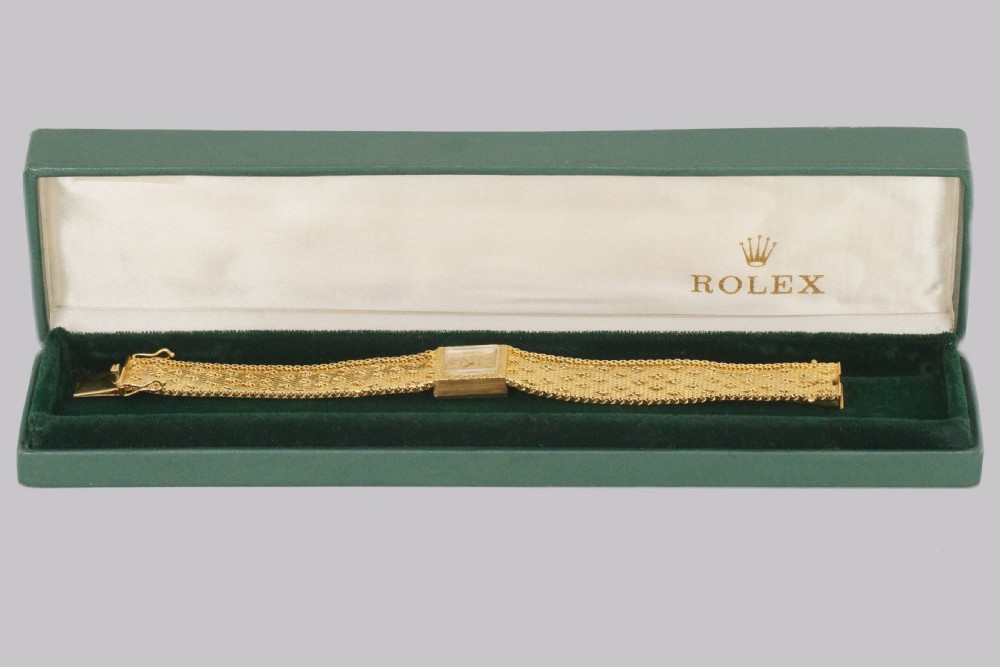 Vintage Rolex Precision 18ct Gold Bracelet Watch Ladies 1960s Rolex Watch with Box View VIII
