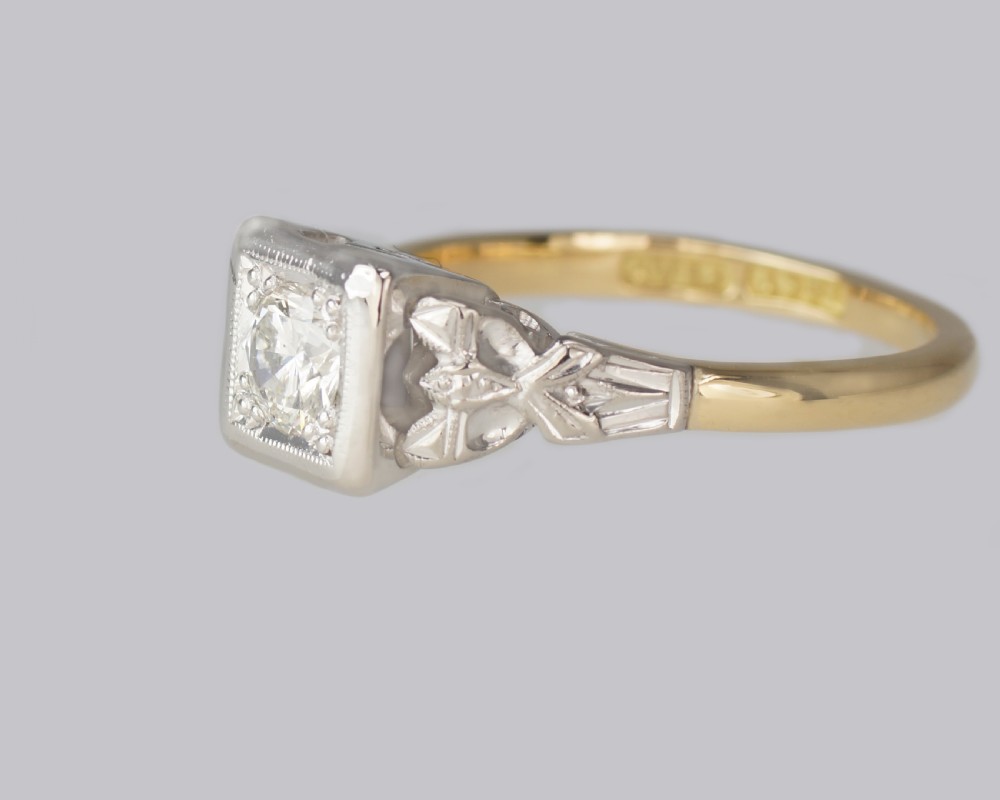 Solitaire Diamond Ring Vintage 18ct Gold 1920s Engagement Ring Single Stone Ring View V