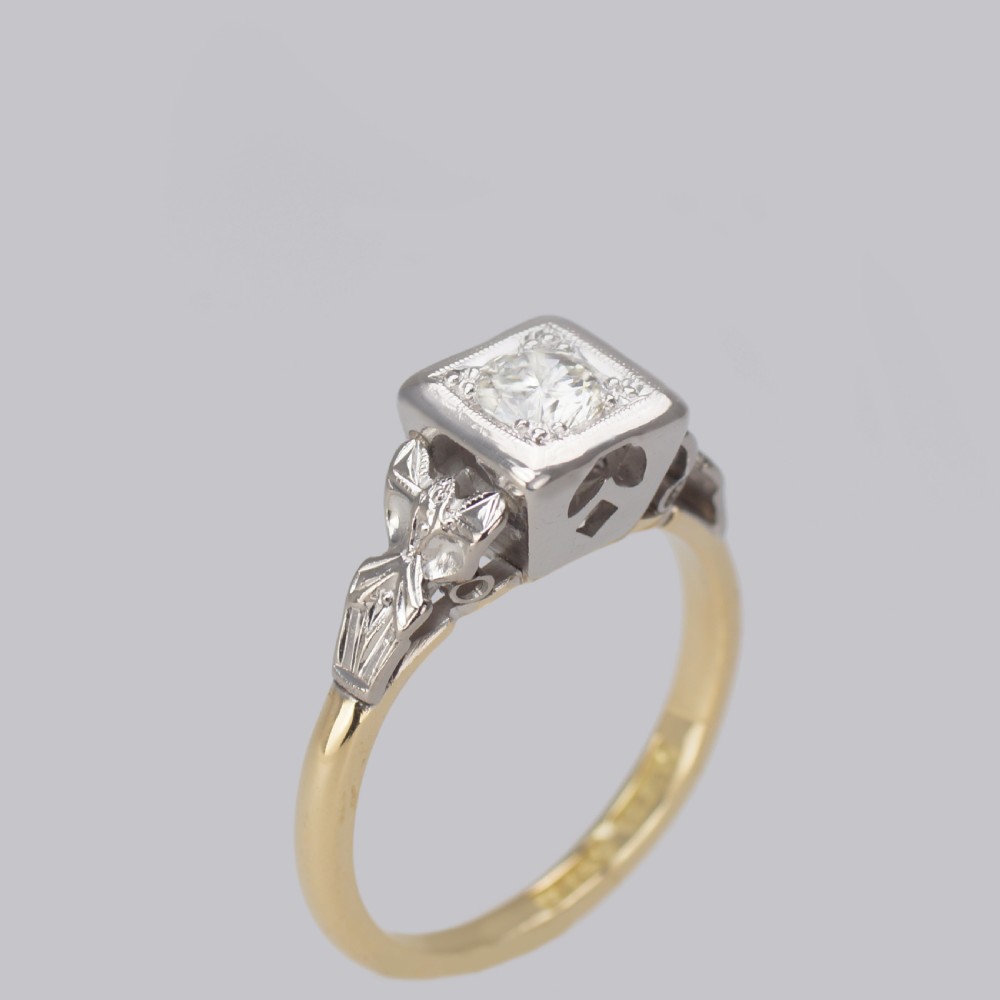 Solitaire Diamond Ring Vintage 18ct Gold 1920s Engagement Ring Single Stone Ring View XII