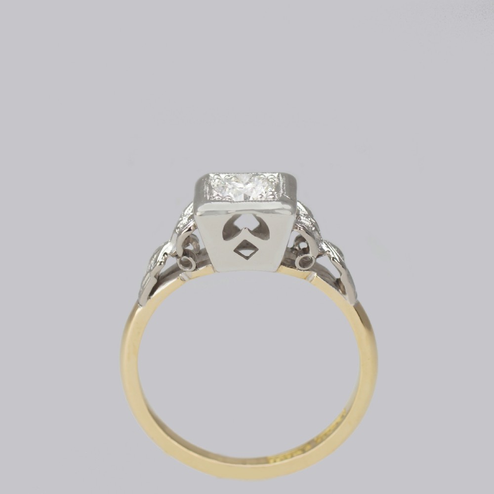 Solitaire Diamond Ring Vintage 18ct Gold 1920s Engagement Ring Single Stone Ring View XIII