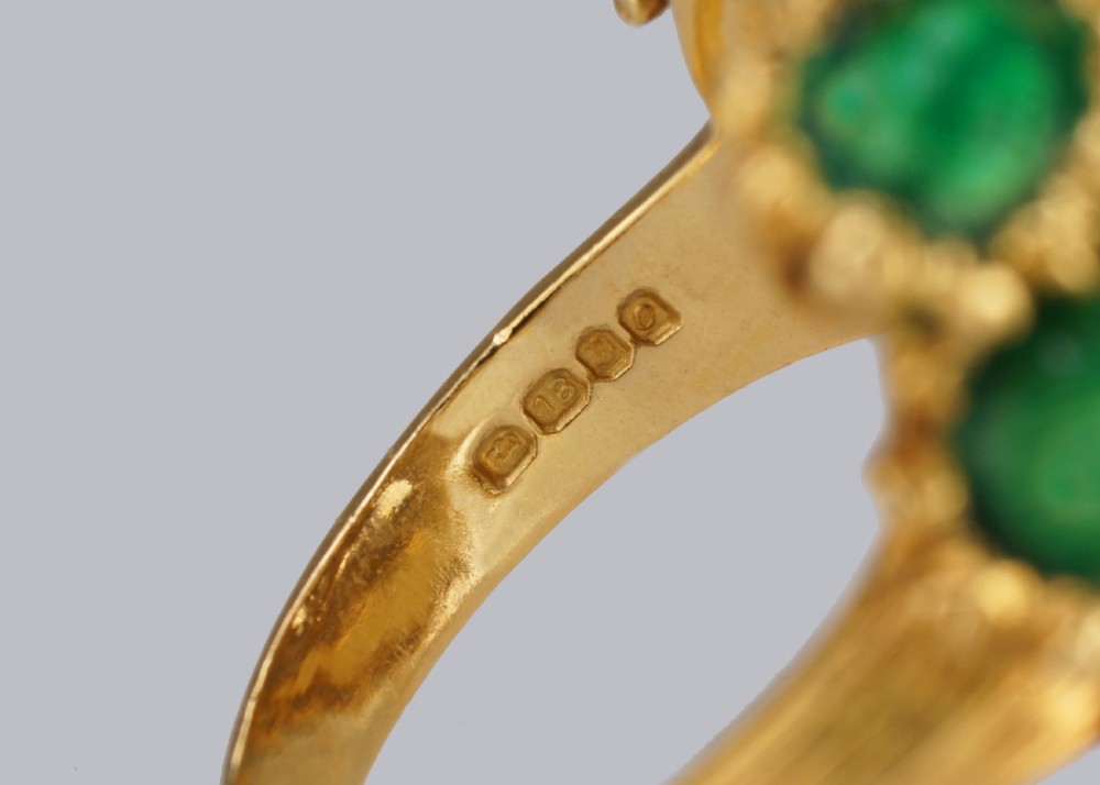 Vintage Kutchinsky Diamond and Blue & Green Enamel Ring 18ct Gold Bombé Ring View XV