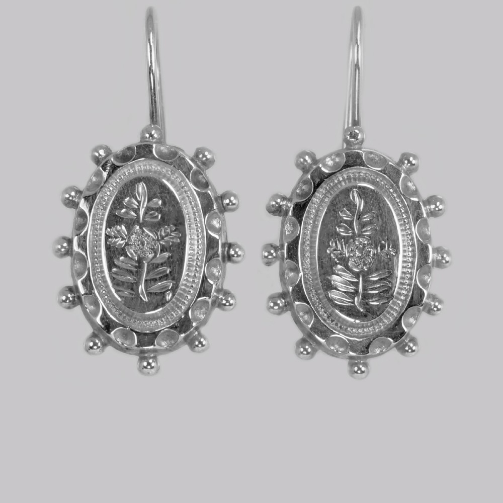 Victorian Silver Earrings Hallmarked Birmingham 1876 Antique Drop Earrings