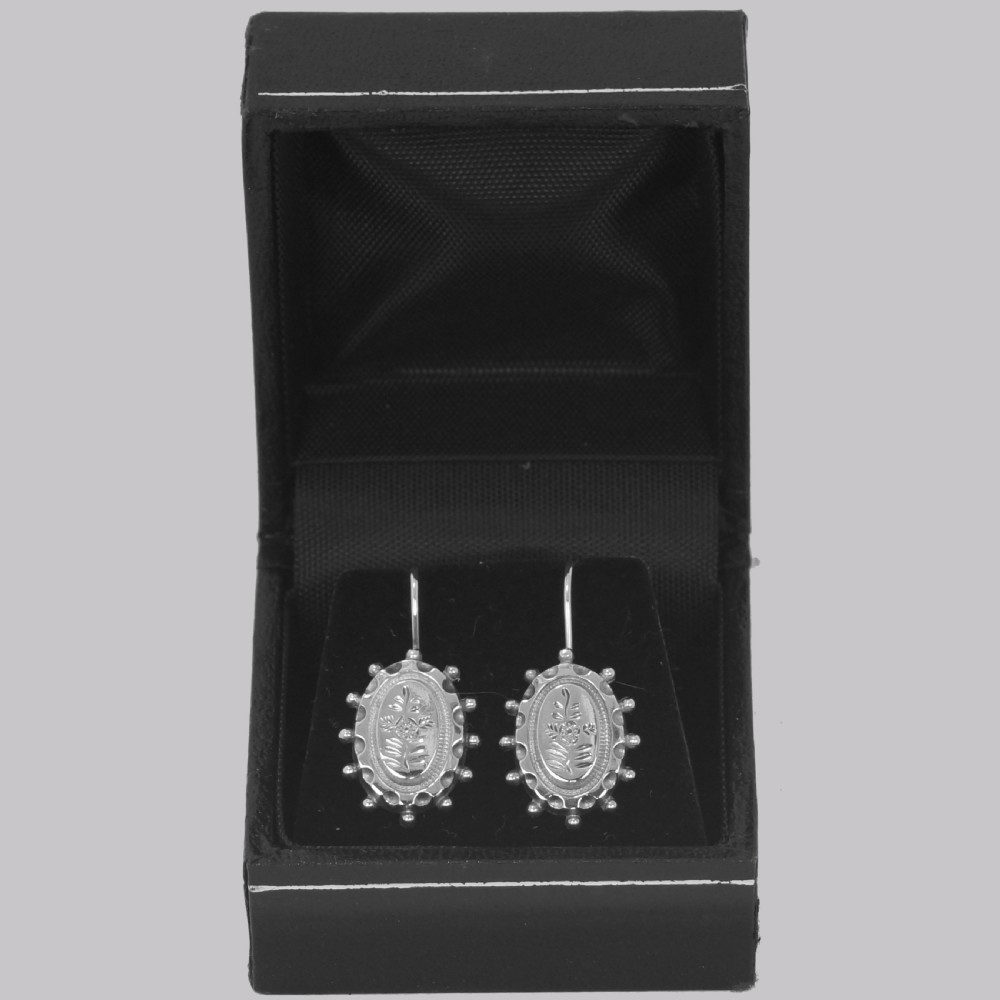 Victorian Silver Earrings Hallmarked Birmingham 1876 Antique Drop Earrings View IV