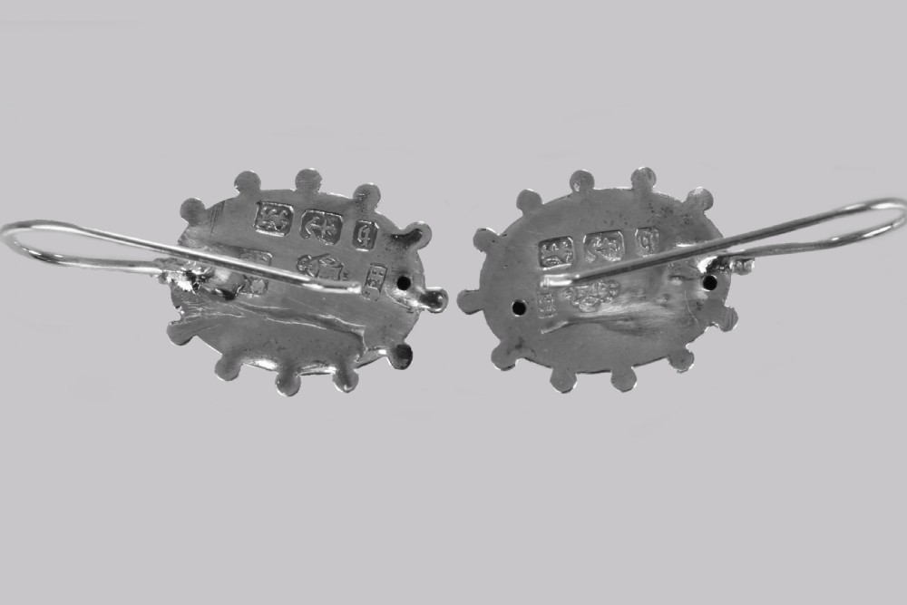 Victorian Silver Earrings Hallmarked Birmingham 1876 Antique Drop Earrings View V