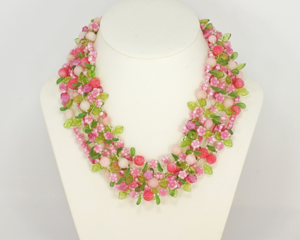 Vintage Christian Dior Floral Necklace 1960s Lucite Necklace With Original Box View II