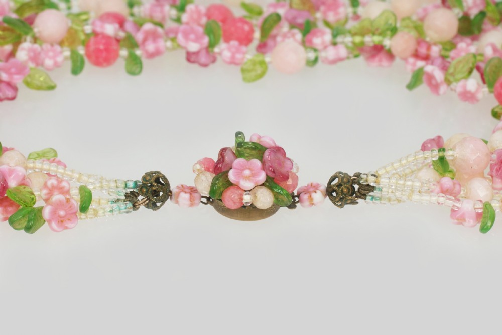 Vintage Christian Dior Floral Necklace 1960s Lucite Necklace With Original Box View V